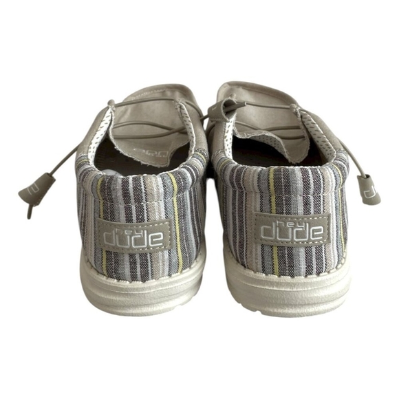 Hey Dude Wally Stretch Canvas Light Grey Casual Shoes Moccasins Men’s Size 11 - Picture 4 of 7